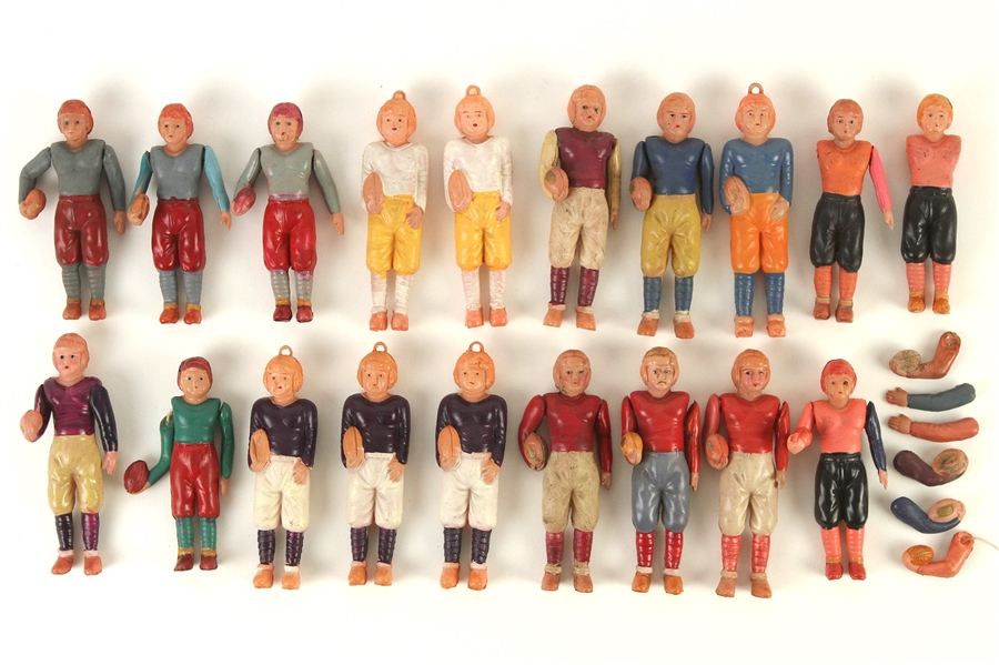 1910s-20s Football Player Plastic Figure Collection - Lot of 19