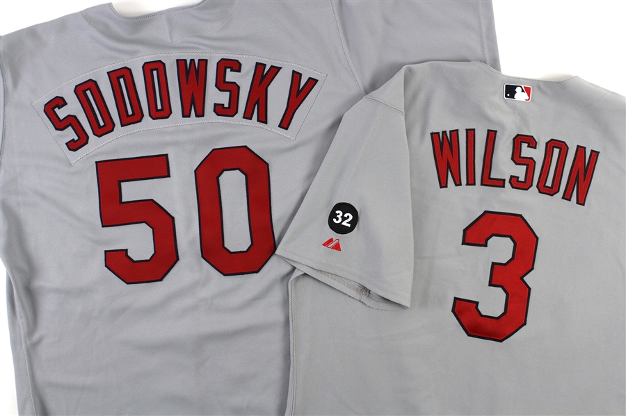 1999-2007 St. Louis Cardinals Game Worn Jerseys including Clint Sadowsky and Preston Wilson (Lot of 2) (MEARS LOA)