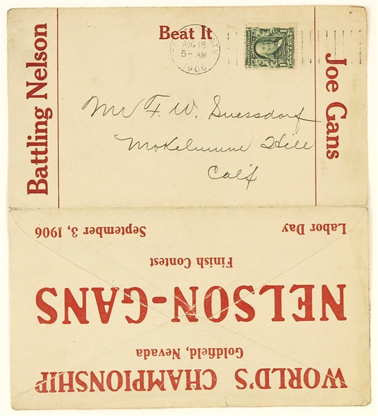 1906 Joe Gans vs Oscar Nelson Worlds Championship Ticket Envelope 