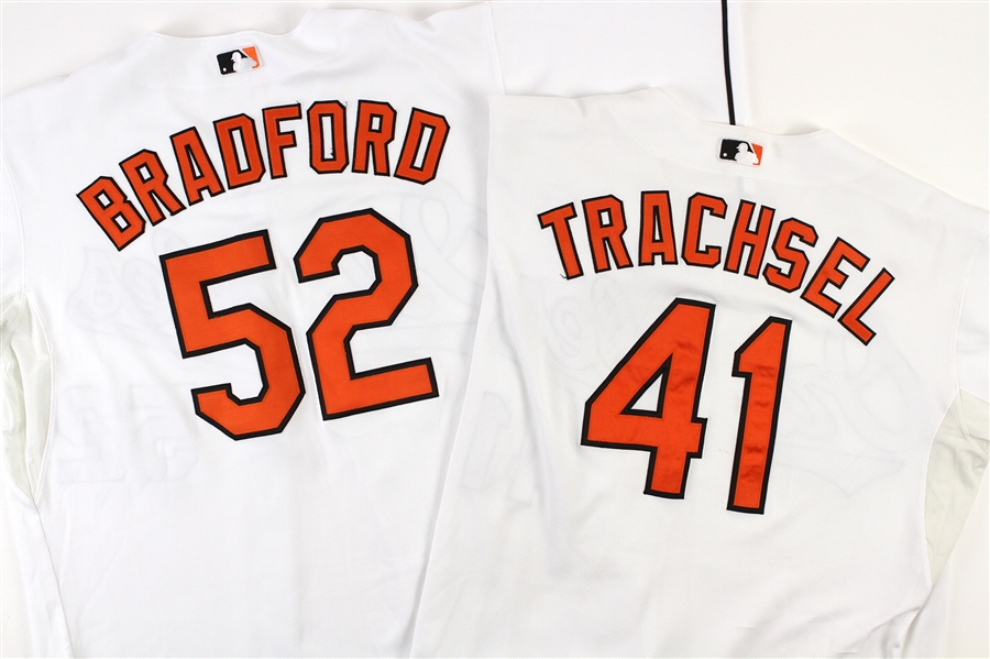 2007 Baltimore Orioles Game Worn Jerseys Including Chad Bradford and Steve Trachsel (Lot of 2) (MEARS LOA)