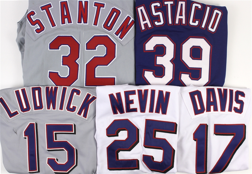 1990-2006 Texas Rangers Team Issued and Game Worn Jerseys Including Doug Davis, James Baldwin, Phil Nevin, and More (Lot of 9) (MEARS LOA)