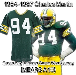 1984-87 Charles Martin Green Bay Packers Game Worn Home Jersey (MEARS A10)
