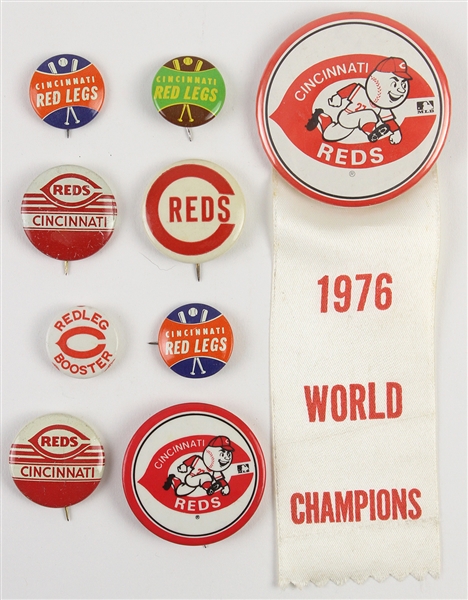 1950s-1970s Cincinnati Reds Pinback Buttons (Lot of 9)