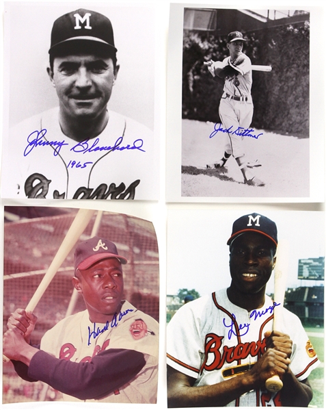 1950s-1960s Milwaukee Braves Signed 8"x 10" Photos Including Hank Aaron, Jack Dittmer and more (Lot of 4)(JSA)