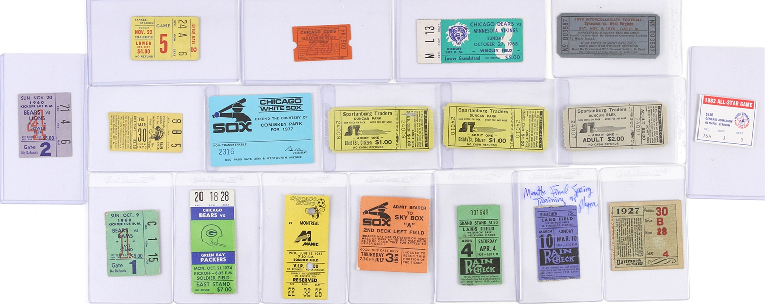 1920s-1980s Baseball and Football Ticket Stubs (Lot of 18)