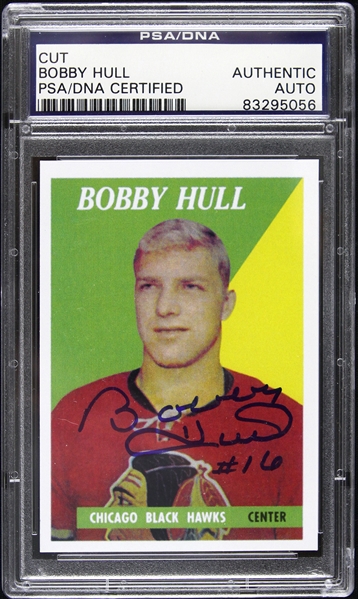 1958 Bobby Hull Chicago Black Hawks Signed Topps Trading Card (PSA/DNA Slabbed)