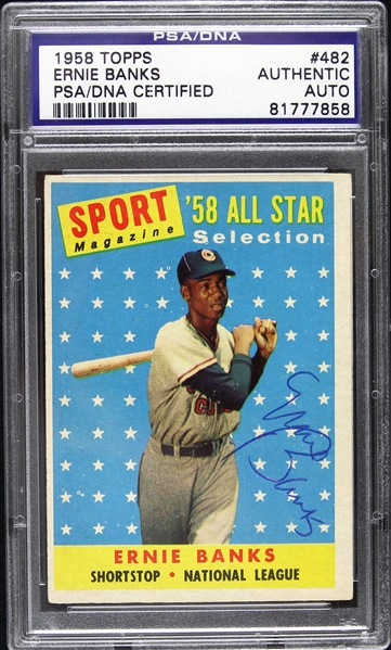 1958 Ernie Banks Chicago Cubs Signed Topps Trading Card (PSA/DNA Slabbed)