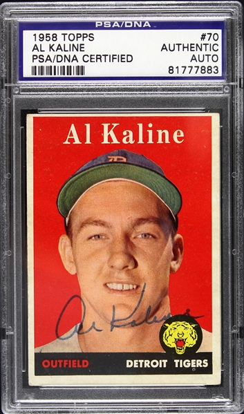 1958 Al Kaline Detroit Tigers Signed Topps Trading Card (PSA/DNA Slabbed)