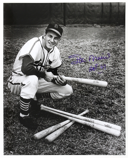 1941-1963 Stan Musial St. Louis Cardinals Signed 16"x 20" B&W Photo (JSA)