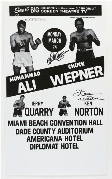 1975 Muhammad Ali vs Check Wepner 12"x 20" Advertisement Signed by Wepner and Norton (JSA)