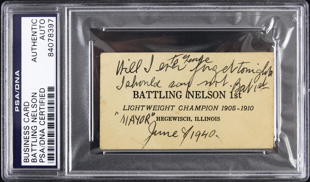 1940 Oscar "Battling" Nelson Business Card (PSA/DNA Slabbed) 