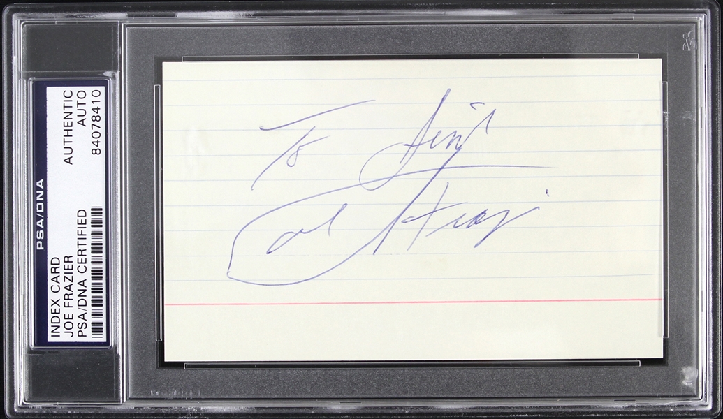 1965-1981 Joe Frazier Signed 3"x 5" Index Card (PSA/DNA Slabbed)