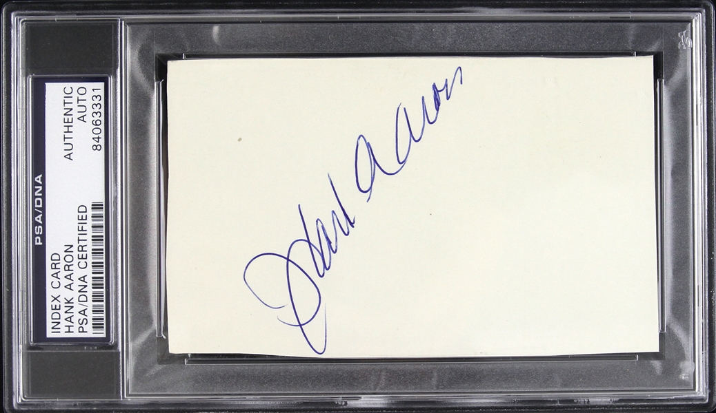 1954-1974 Hank Aaron Milwaukee Braves Signed 3"x 5" Index Card (PSA/DNA Slabbed)