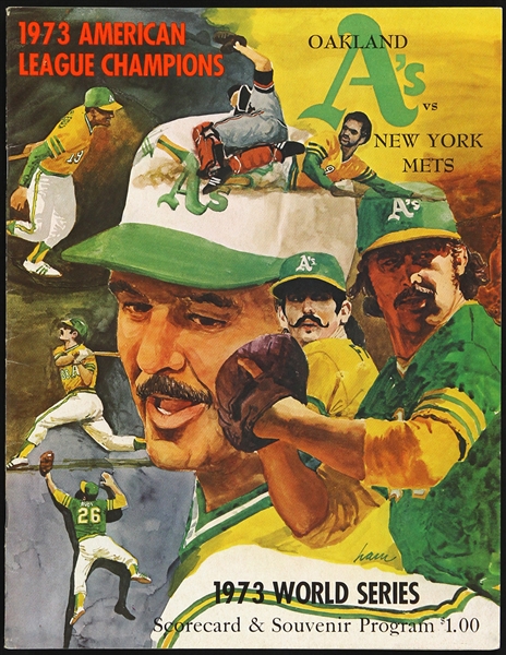 1973 Oakland As vs New York Mets World Series Scorecard and Souvenir Program 