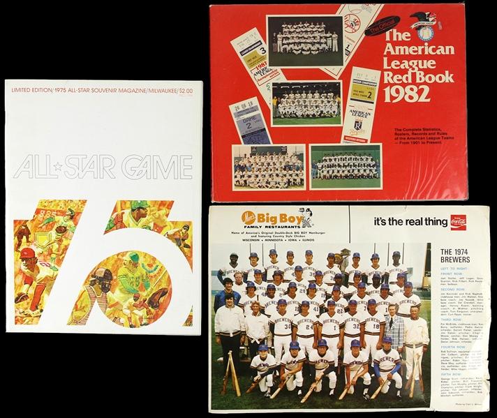 1970s-1980s Milwaukee Brewers Team Photo, Souvenir Magazine, and American League Red Book