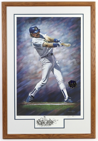 1992 Robin Yount Milwaukee Brewers Signed "3,000 Hits" 26"x 39" Framed Print (JSA)