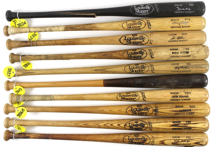 1981-2005 Professional Model Game Used Bat Collection - Lot of 10 w/ Mel Hall, Gary Gaetti, Roy Smalley, Jerry Hairston & More (MEARS LOA)