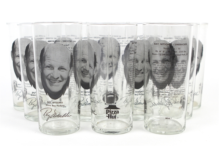 1971 Ray Nitschke Green Bay Packers Pizza Hut Glasses (Lot of 12)
