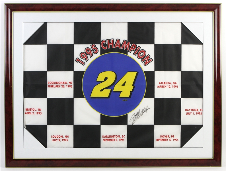 1995 Jeff Gordon NASCAR Signed 30"x 41" Framed Champion Flag 