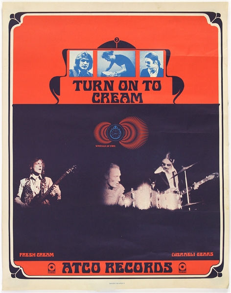1968 Cream Atco Records 18"x 22" Promo Poster