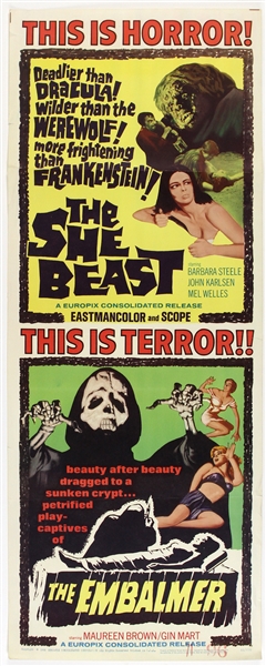 1966 The She Beast and The Embalmer 14"x 36" Movie Poster 
