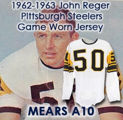 1962-63 John Reger Pittsburgh Steelers Game Worn Road Jersey (MEARS A10/Steelers COA)