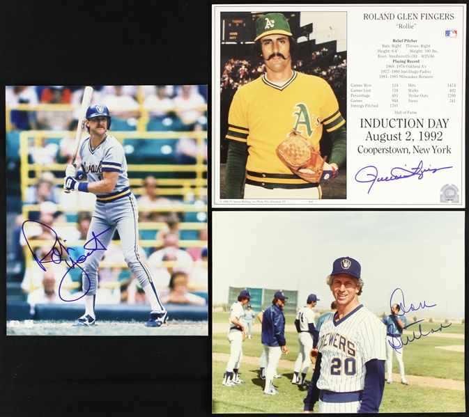 1980s-1990s Robin Yount / Don Sutton / Rollie Fingers Signed 8"x 10" Photos (JSA)