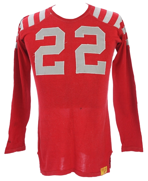 1950s Wilson Red/Silver #22 Game Worn Football Jersey (MEARS LOA)