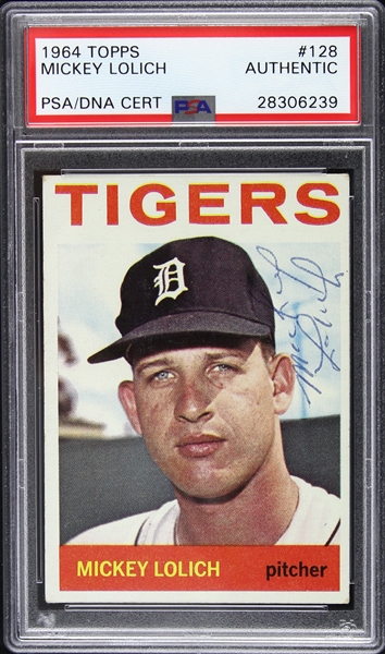 1964 Mickey Lolich Detroit Tigers Autographed Topps Trading Card (PSA/DNA Slabbed)
