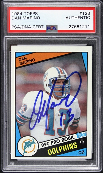 1984 Dan Marino Miami Dolphins Autographed Topps Trading Card (PSA/DNA Slabbed)