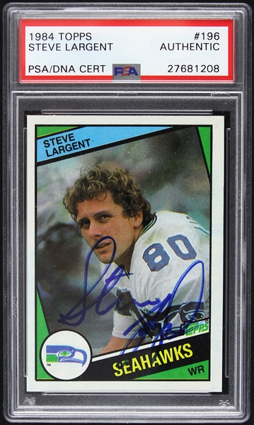 1984 Steve Largent Seattle Seahawks Autographed Topps Trading Card (PSA/DNA Slabbed)