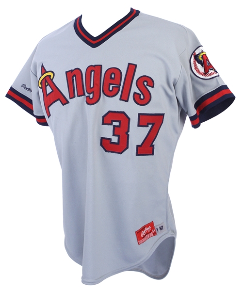 1987 Donnie Moore California Angels Game Worn Road Jersey (MEARS LOA)