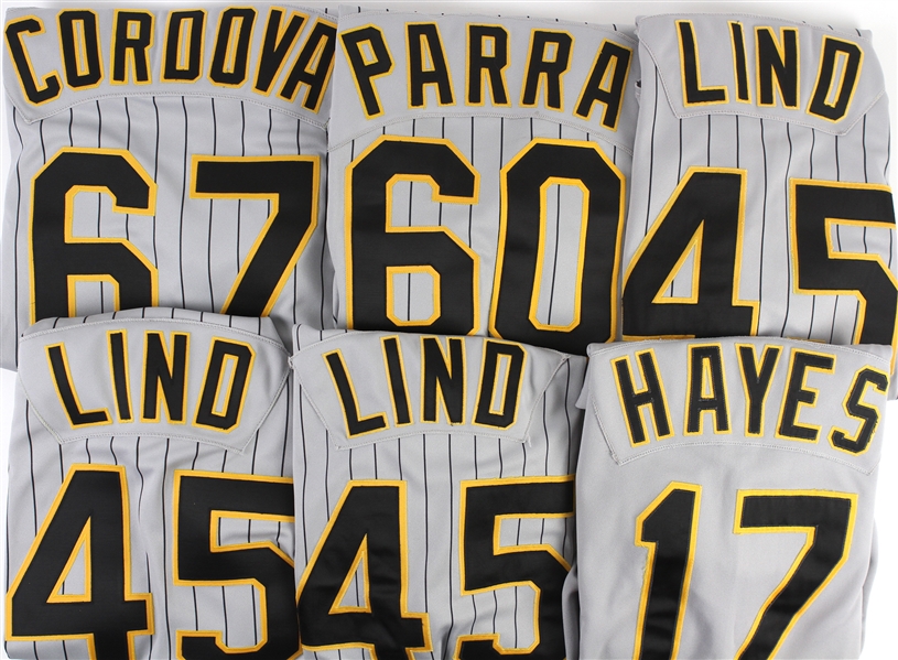 1996-2000 Pittsburgh Pirates Game Worn and Game Issued Jerseys Including Charlie Hayes, Jack Lind, Francisco Cordova and Joe Parra (Lot of 6) (MEARS LOA) 