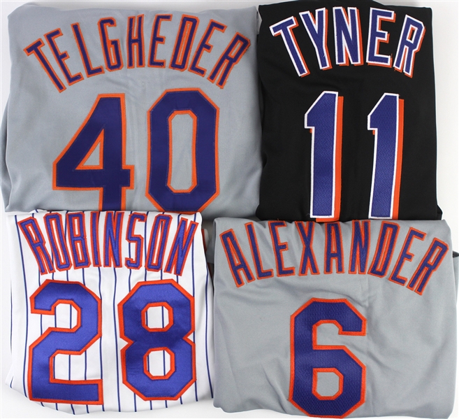 1988-2000 New York Mets Game Worn Jerseys Including Bill Robinson, Jason Tyner and More (Lot of 4) (MEARS LOA)