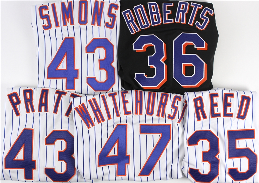 1991-2004 New York Mets Game Worn Jerseys Including Rick Reed, Todd Pratt, Wally Whitehurst, and More (Lot of 5) (MEARS LOA)