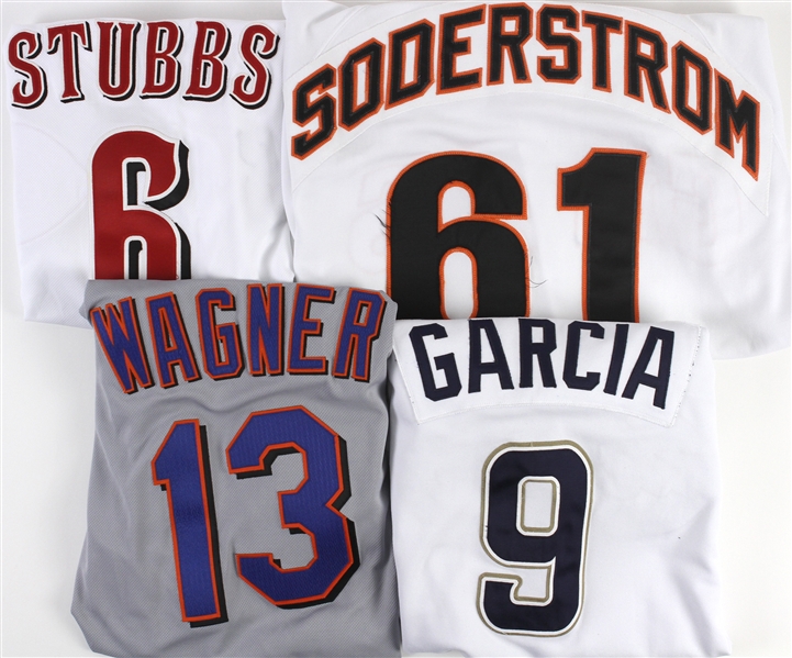 1996-2012 Game Worn and Team Issued Jerseys Including Billy Wagner New York Mets, Drew Stubbs Cincinnati Reds, and More (Lot of 4) (MEARS LOA)