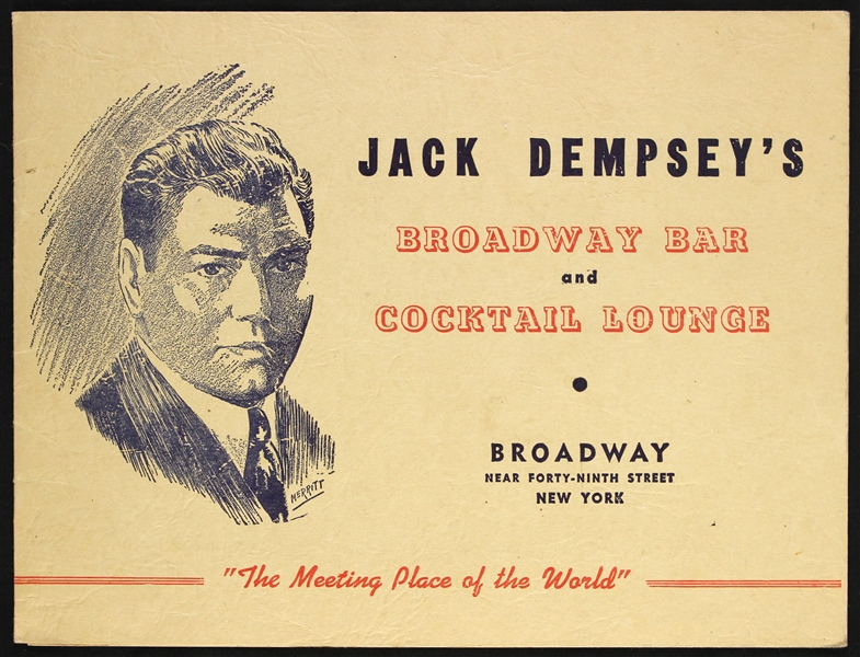 1948 Jack Dempsey Broadway Bar & Cocktail Lounge 6"x 8" Souvenir Photo Folder 