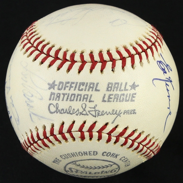 1974-1976 Multi-Signed ONL Feeney Baseball w/ 11 Signatures Including Enos Slaughter, Montre Irvin and more (JSA)