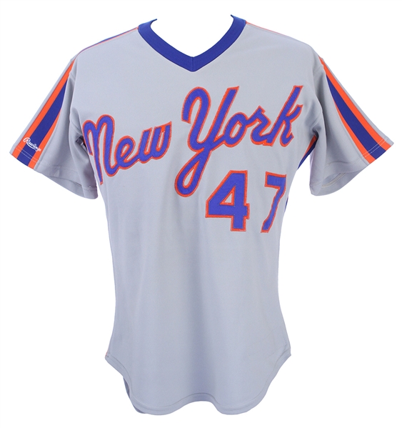 1987 Jesse Orosco New York Mets Game Worn Road Jersey (MEARS LOA) One Year Only Style