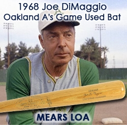 1968 Joe DiMaggio Oakland Athletics H&B Louisville Slugger Professional Model Post Career Coaches Bat (MEARS LOA