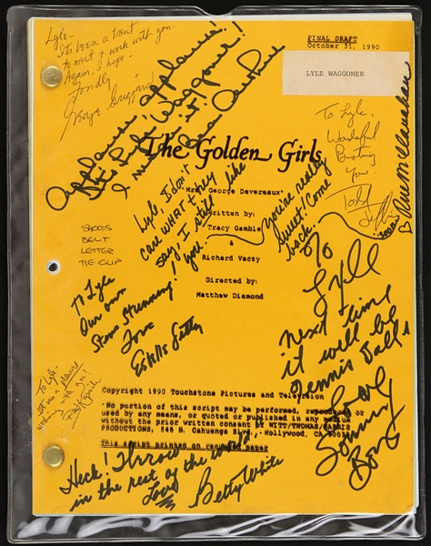 1990 The Golden Girls Cast-Signed Script (Lyle Waggoner Collection)(JSA)
