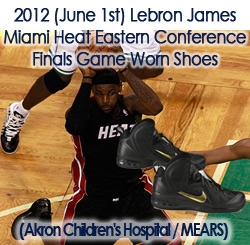 2012 (June 1st) 1st Championship/MVP Season Lebron James Miami Heat Eastern Conference Finals Game Worn Shoes (Akron Childrens Hospital / MEARS)