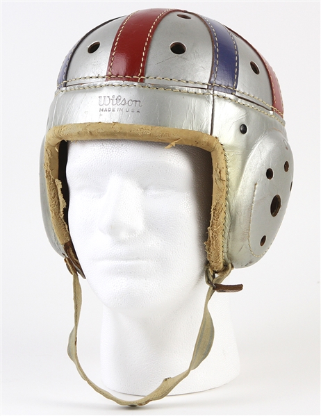 1940s-50s College All Stars Silver/Red/Blue Game Worn Football Helmet (MEARS LOA)