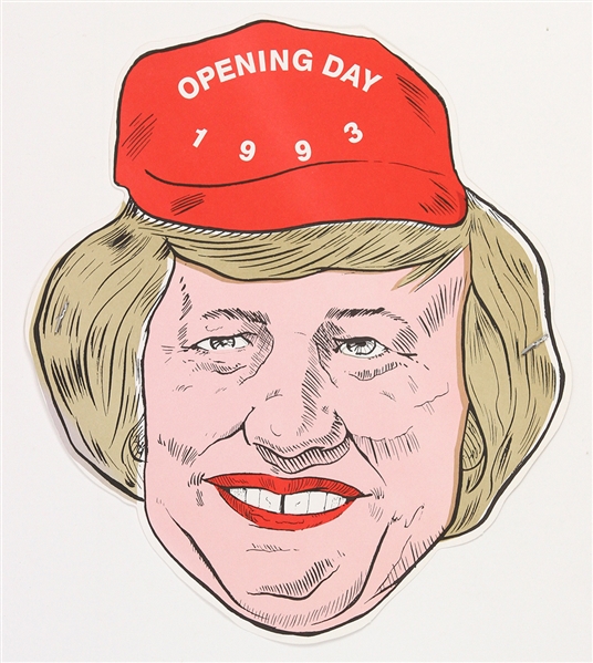 1993 Marge Schott Cincinnati Reds 10"x 12" Opening Day Mask 