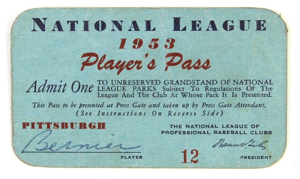 1953 National League Players Pass 