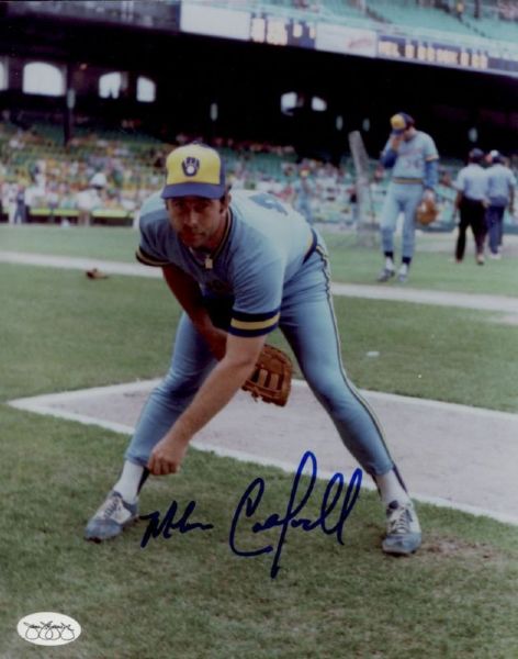 1977-84 Milwaukee Brewers Mike Caldwell Autographed 8x10 Color Photo (JSA)