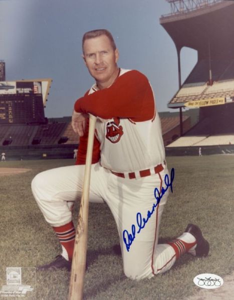 1966 Cleveland Indians Del Crandall Autographed 8x10 Color Photo (JSA)