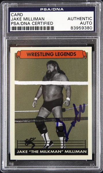 1981-1995 Jake Milliman AWA Professional Wrestler Signed Slabbed Card (PSA/DNA)