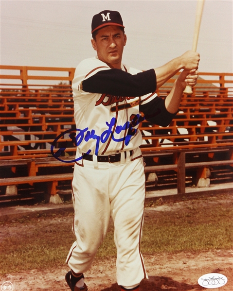 1953-61 Johnny Logan Milwaukee Braves Signed 8"x 10" Color Photo *JSA*