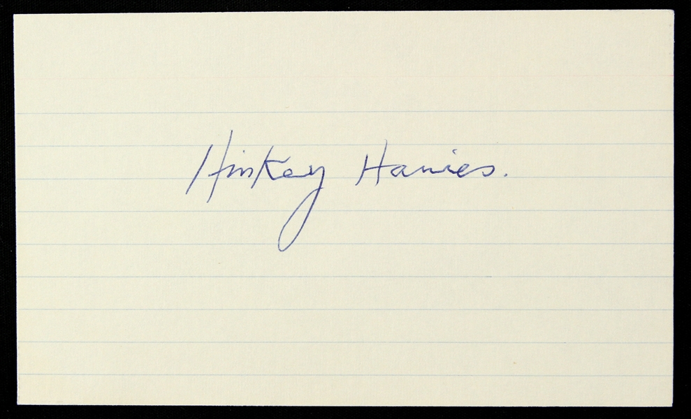 1925-1928 Hinkey Haines New York Giants Signed 3"x 5" Index Card (JSA)